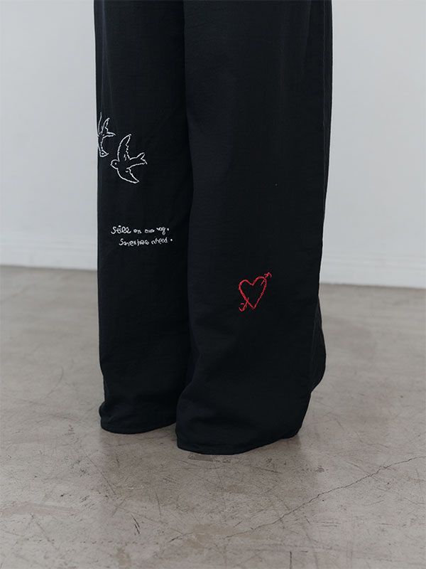 ハンドエンブロイダリーダブルガーゼパンツ (NAVY)