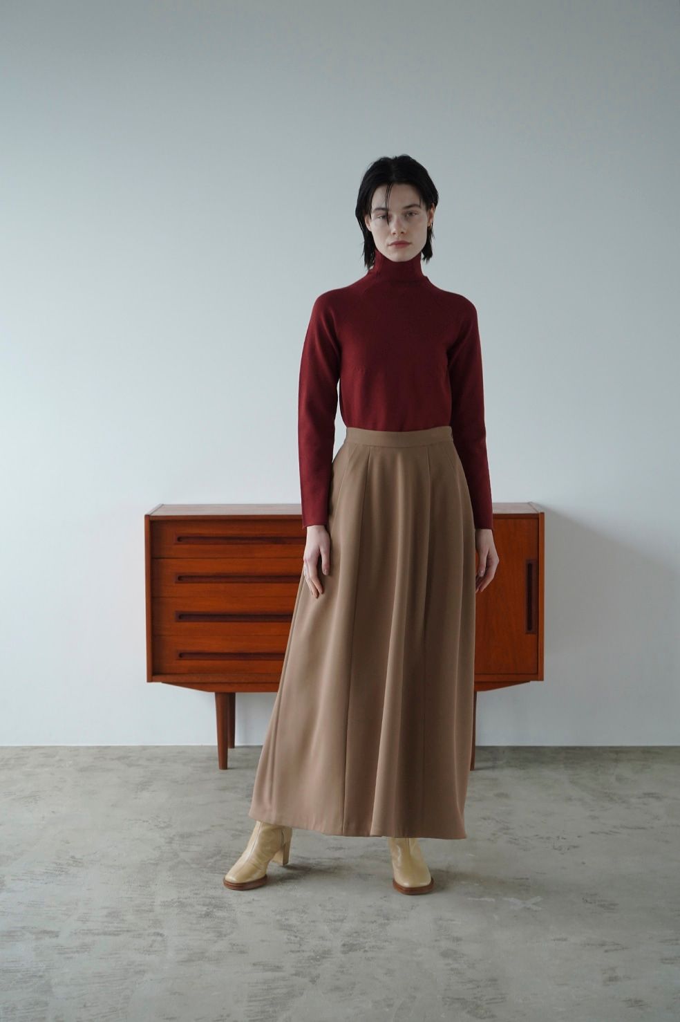 ベーシック ハイネック ニット - ROLL H/N KNIT TOPS - TERRACOTTA