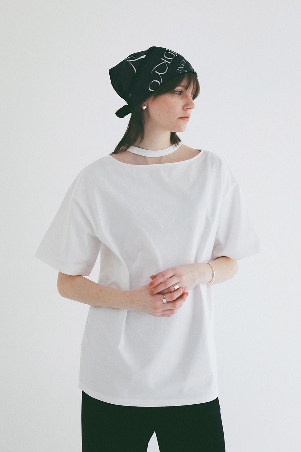 ダブルフェイストップス - W FACE NOTCHED RIB OVER TOPS (WHITE)
