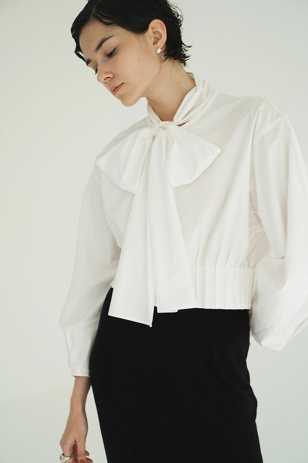 リボンジップシャツ - RIBBON ZIP SHIRTS - WHITE