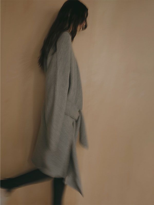 レイヤードニットラップスカート  (GREY)