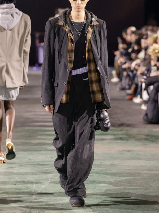 ミックスレイヤードウールパンツ - Mix Layered Wool Pants - BLACK