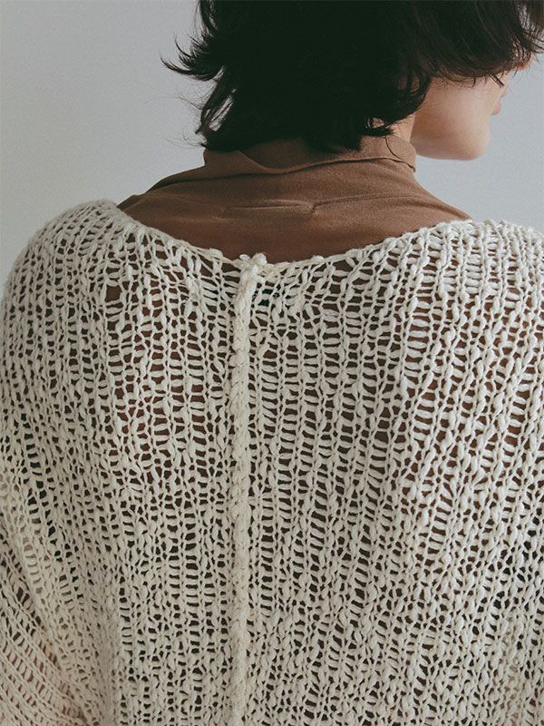 スラブヤーンローゲージニットプルオーバー (CREAM)