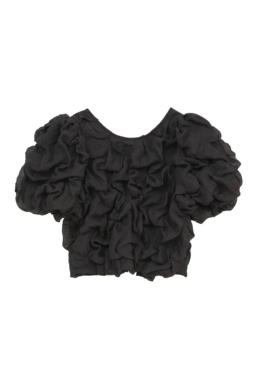 パフトップス - W FACE CLOUD PUFF SLEEVE TOPS (BLACK)