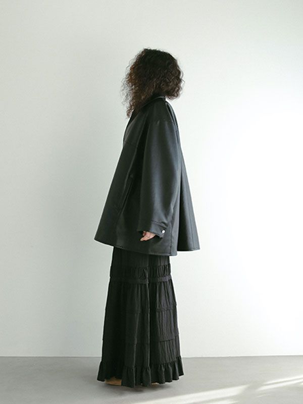 フェイクレザーオーバーサイズブルゾン - BLACK