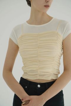 SHIRRING CAMI TOPS IVORY - シャーリングキャミトップス
