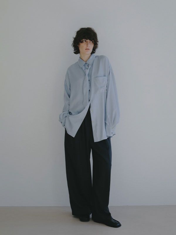 キュプラネクタイオーバーサイズシャツ (BLUE)