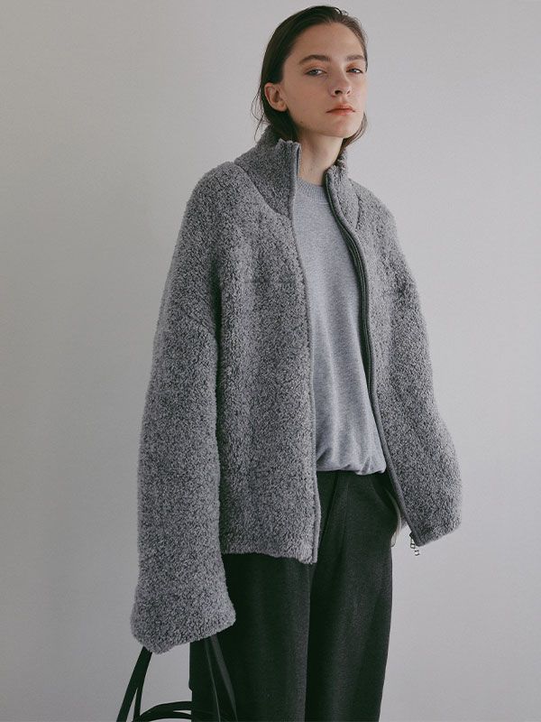 ボンディングニットフリースブルゾン （GREY)