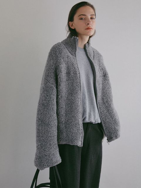ボンディングニットフリースブルゾン （GREY)