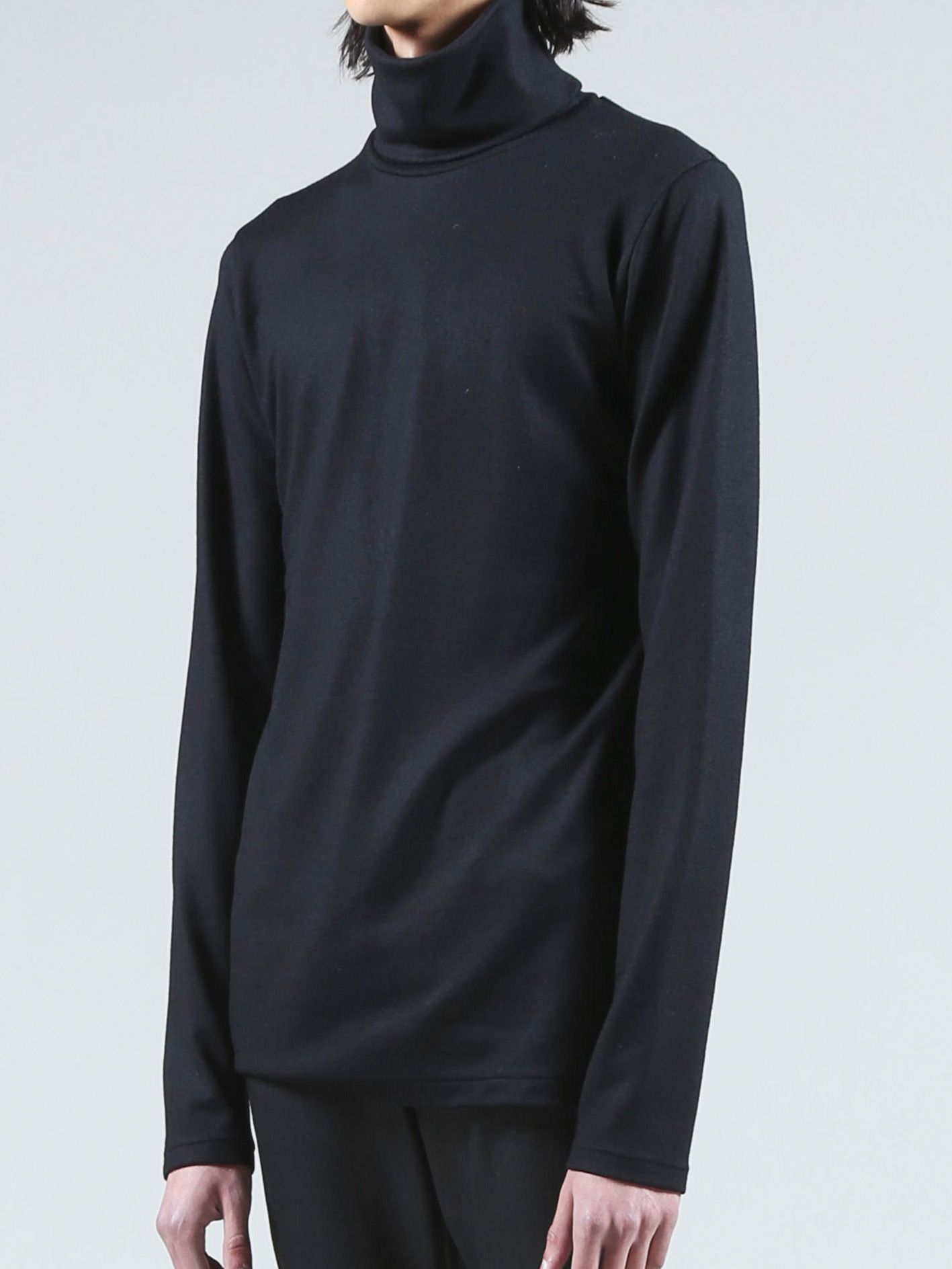 ウォッシャブルウールタートルネックプルオーバー - Washable Wool Turtleneck Pullover - Black