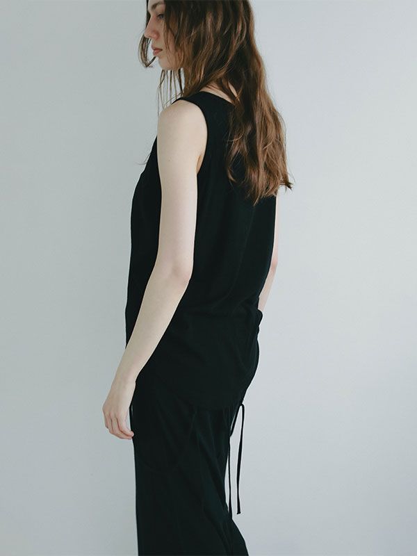 ヘンリーネックエアリータンクトップ  BLACK