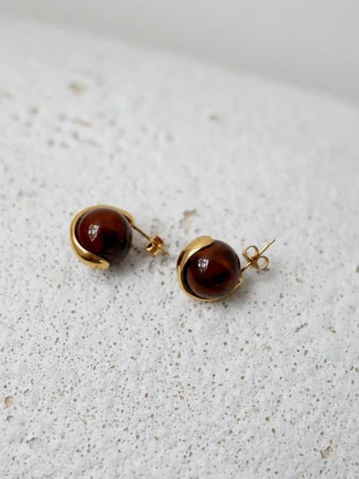 【両耳用】スフィアピアス GD ゴールド シンプル デザイン ユニセックス アクセサリー