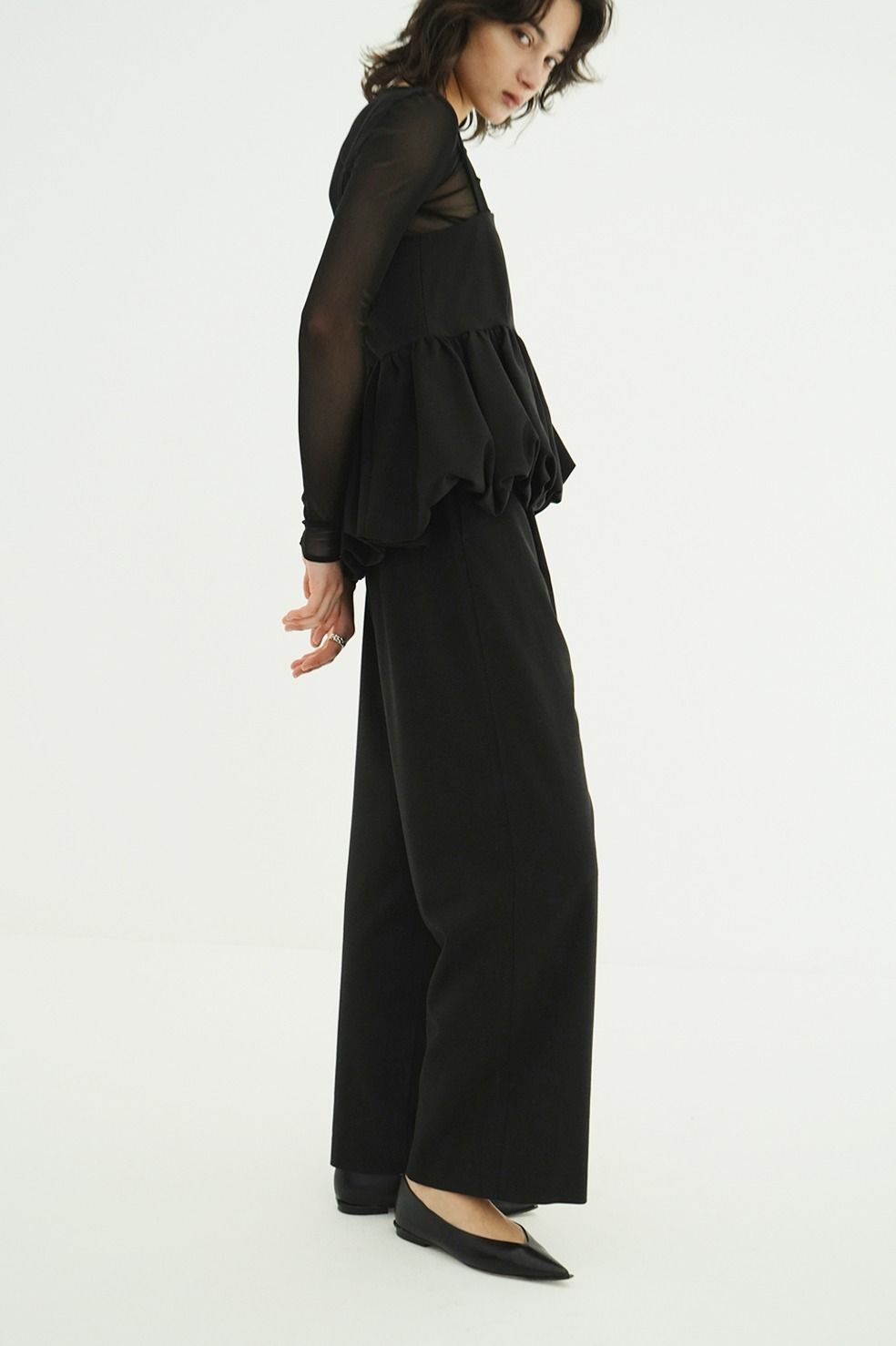 オールインワン -  PEPLUM LAYERED ALL IN ONE (BLACK)