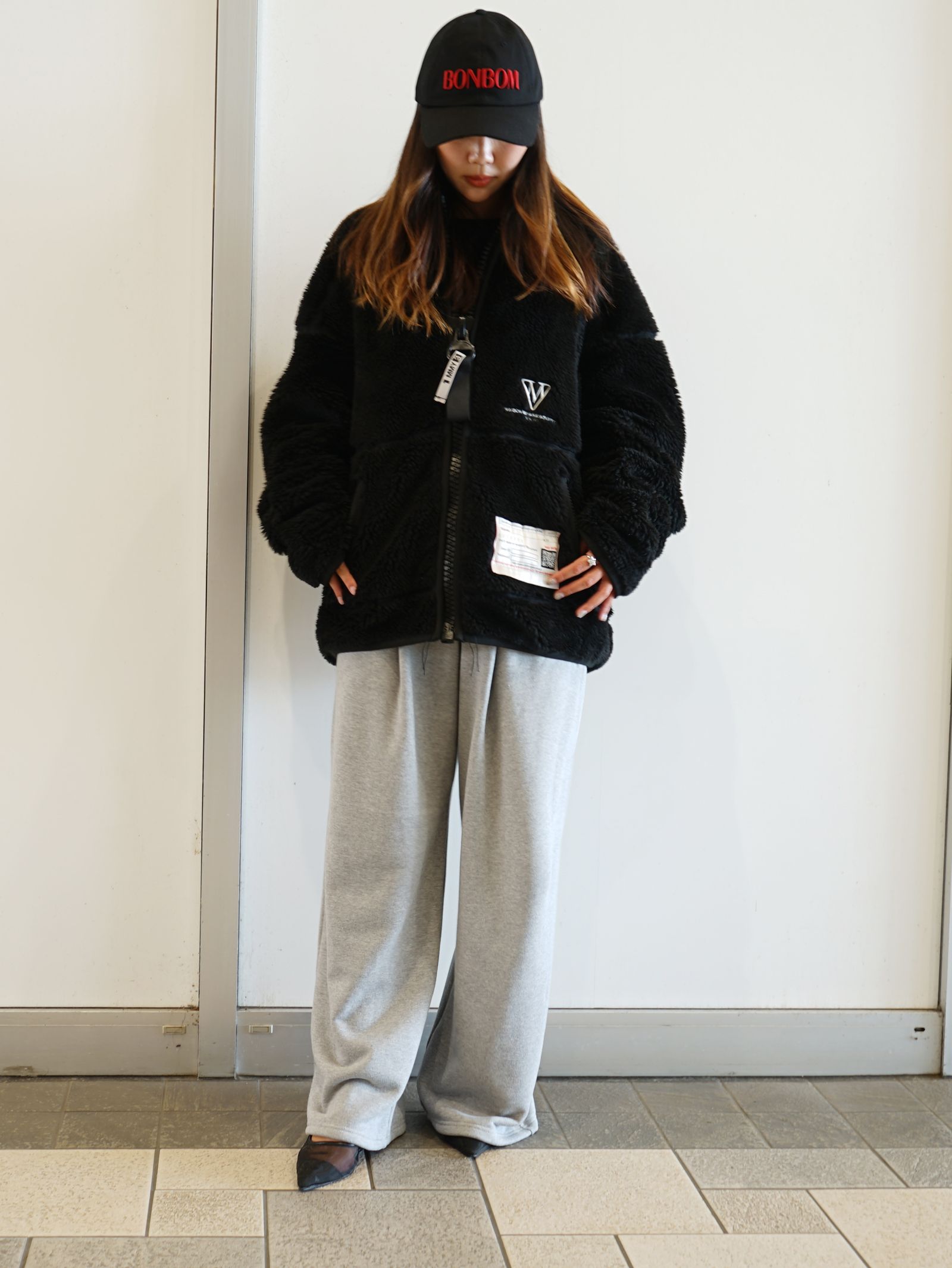 アマチュアソーンライクボアジャケット - Amateur Sewn Like Boa Jacket - BLACK