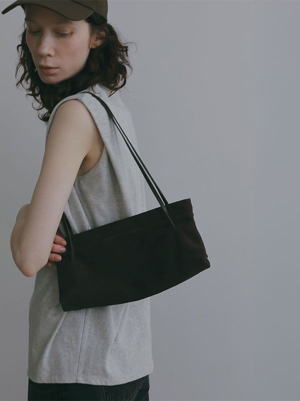 ナローショルダースウェードミニバッグ （BROWN)