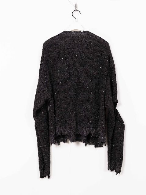 スプリングニットプルオーバー - SANGLE KNIT CARDIGAN - BLACK