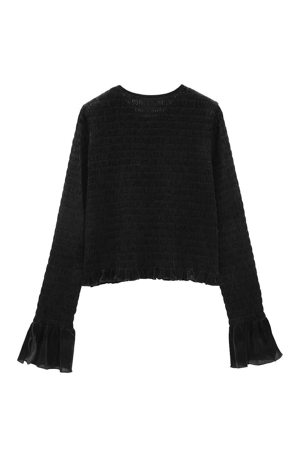 シャーリング デザイン ブラウス - SHIRRING DESIGN BLOUSE (BLACK)