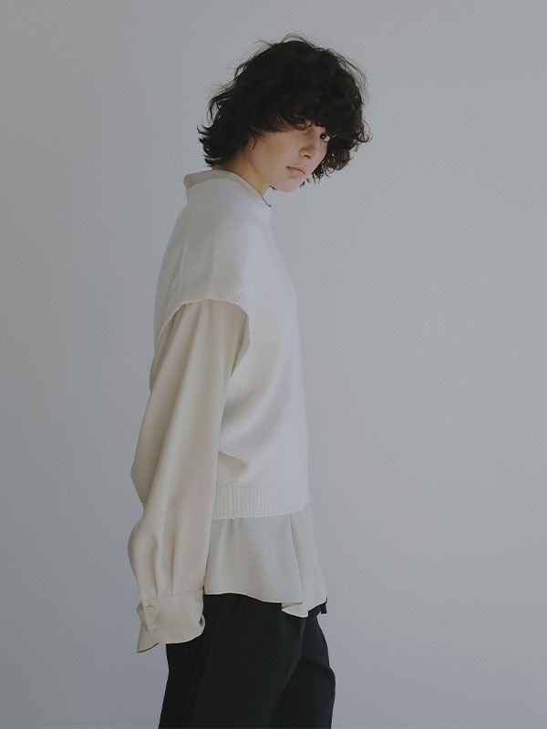 ウールカシミヤスリーブレスニットプルオーバー (WHITE)