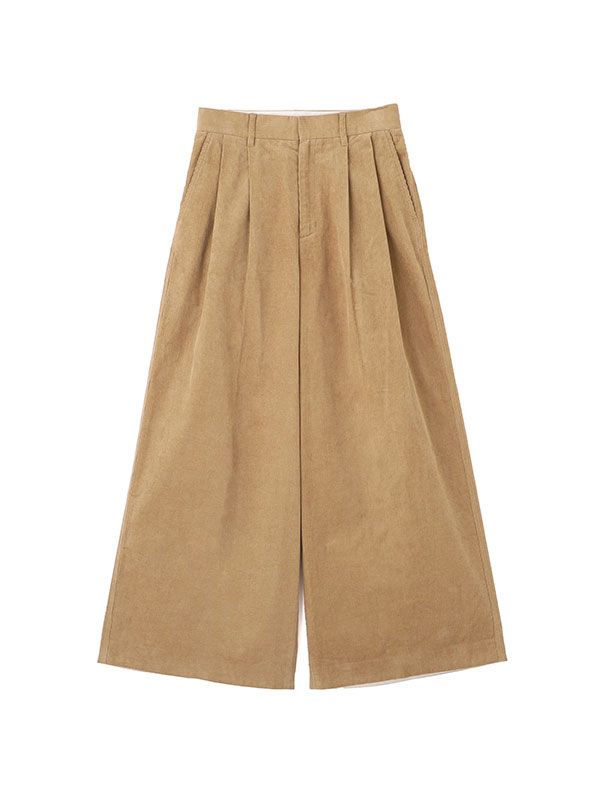 ファインウェルコーデュロイワイドパンツ -   BEIGE