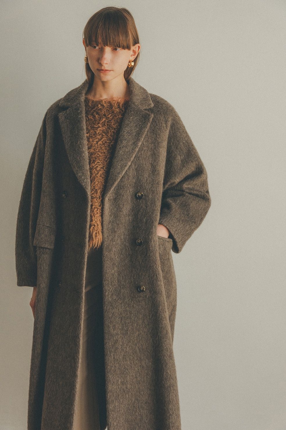 CLANE - ダブルウールロングコート - DOUBLE WOOL LONG COAT - BROWN