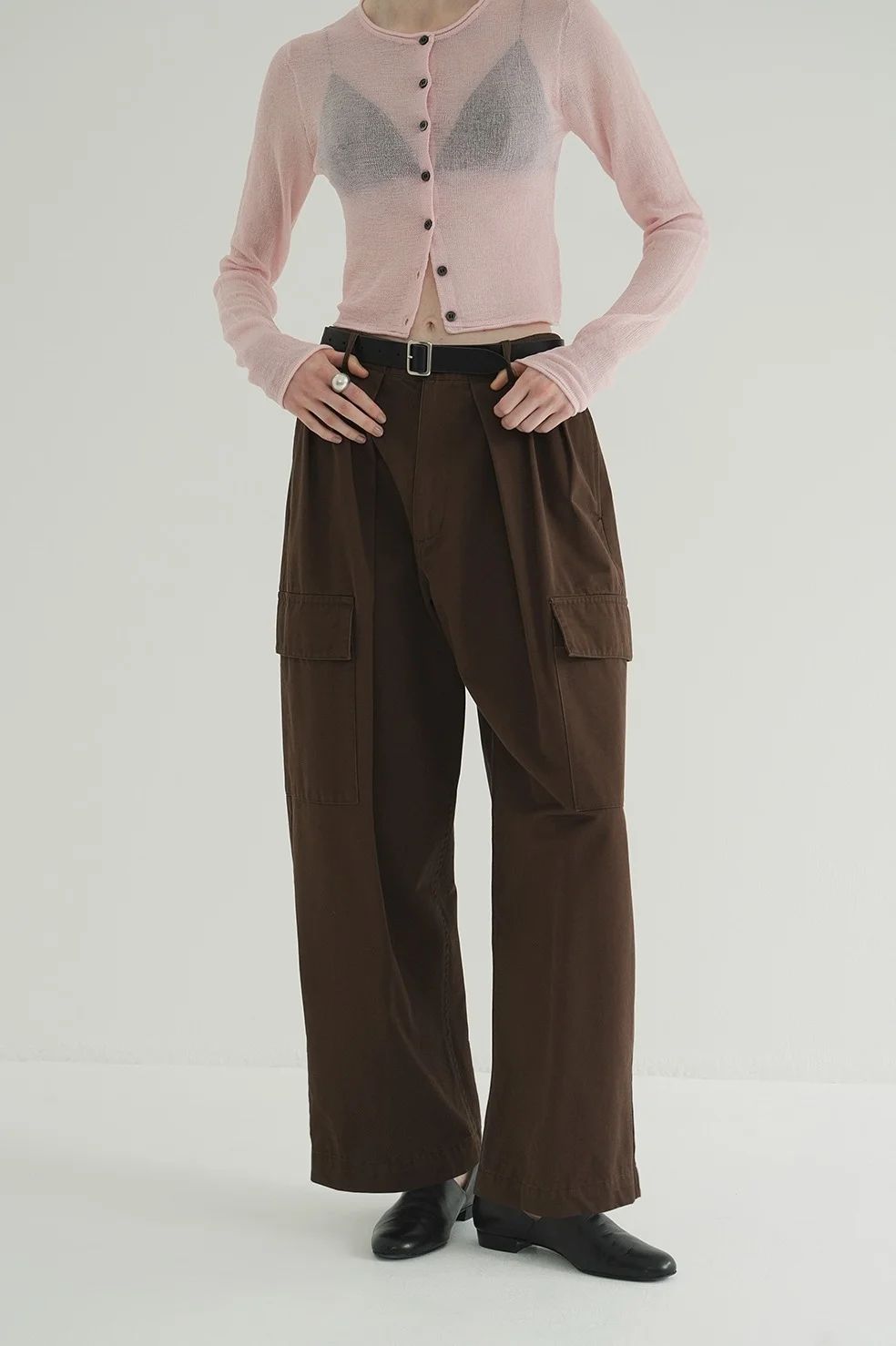 ワイドタックワークパンツ - WIDE TUCK WORK PANTS -  BROWN