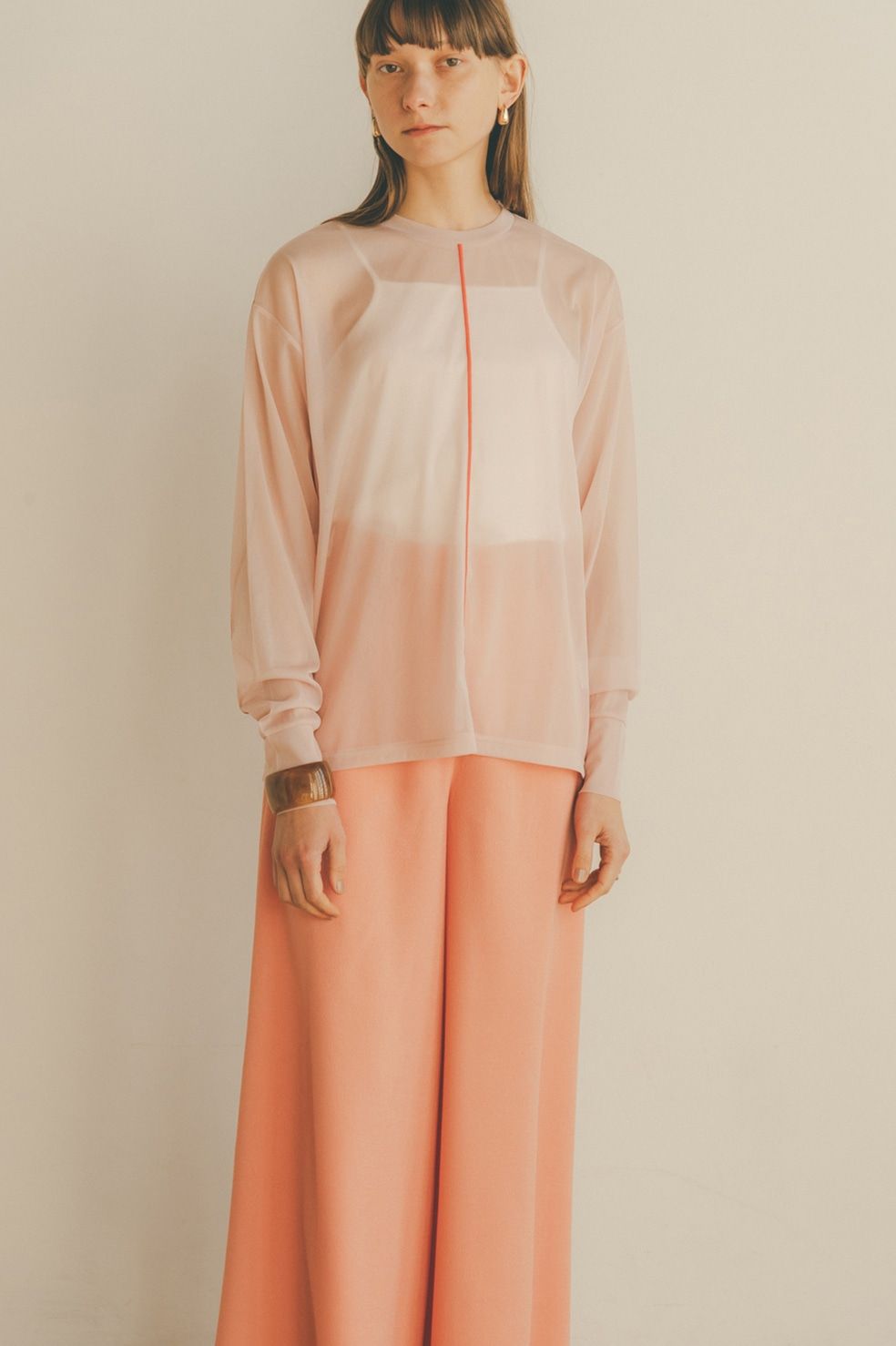 CLANE - LINE SHEER L/S TOPS - PINK | ADDICT WEB SHOP