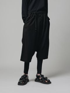 強撚コットンショーツ - BLACK
