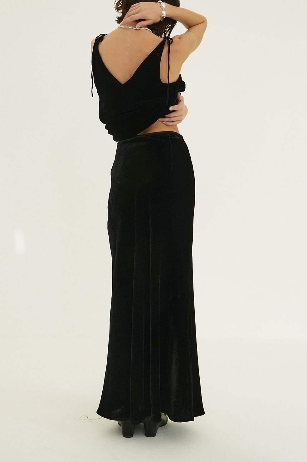 ベルベットスカート - VELOUR MERMAID LINE SKIRT- BLACK