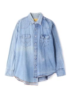 再構築アシンメトリーデニムシャツ