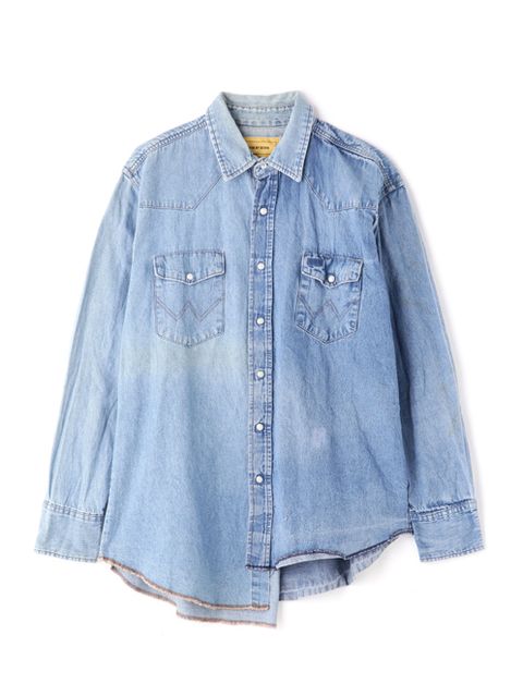 再構築アシンメトリーデニムシャツ