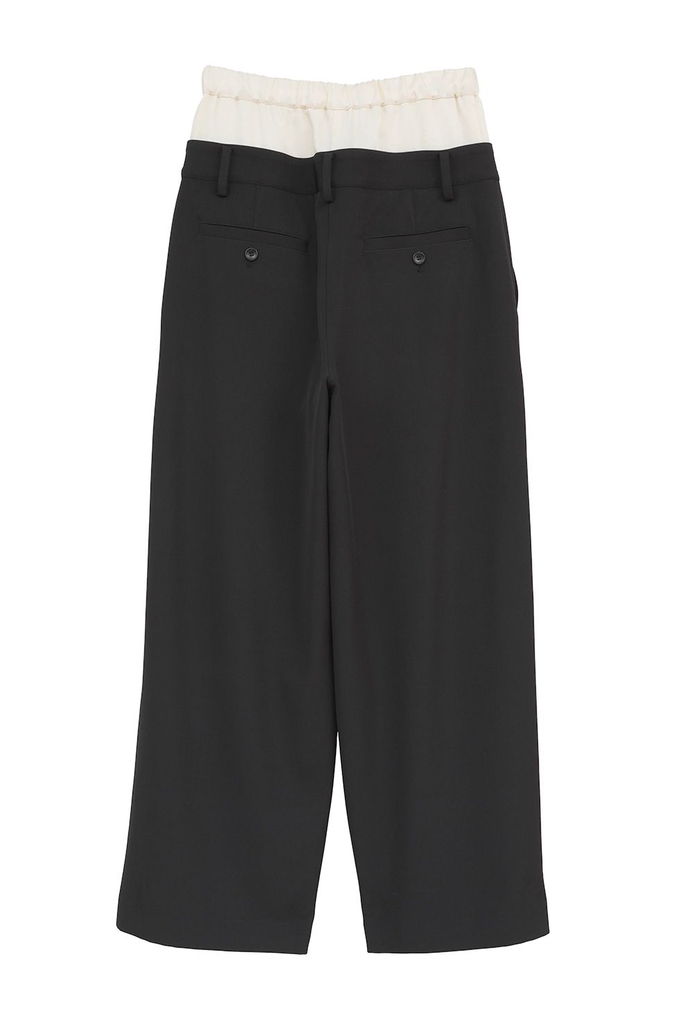 ダブルレイヤード スラックス - W WAIST WIDE SLACKS (BLACK)