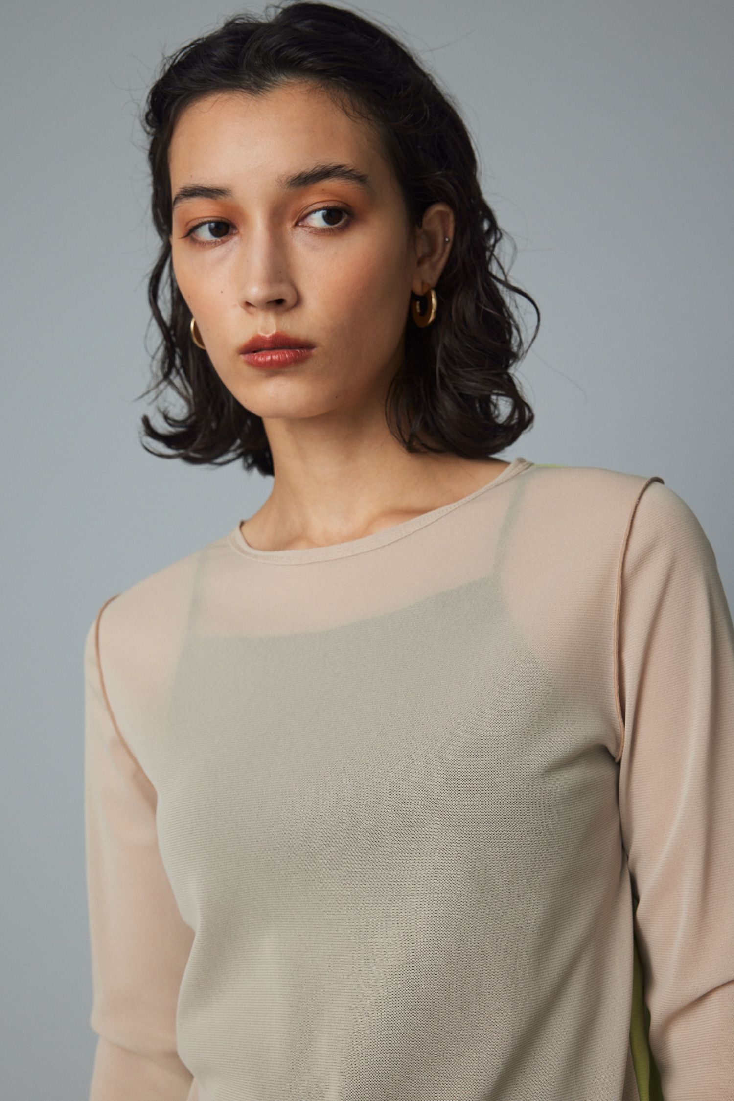 HeRIN.CYE - メッシュインナートップス - Mesh inner color tops