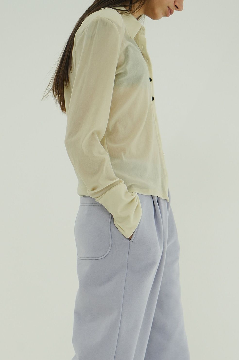 チュールフロッキーシャツ | TULLE FLOCKY SHIRTS (IVORY)