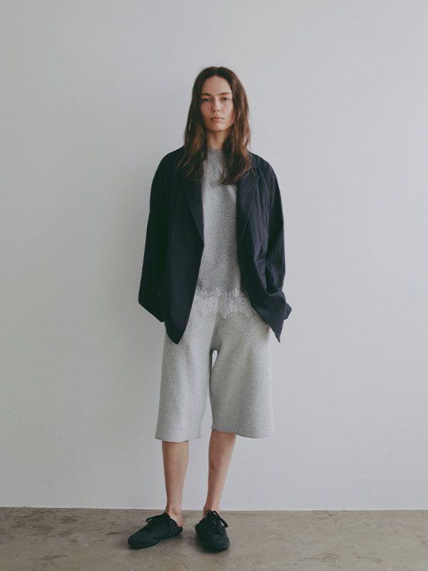 ダブルフェイスニットハーフパンツ(GREY)