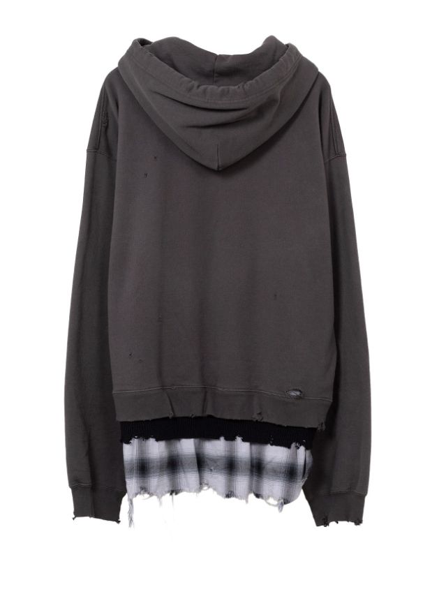 トリプル レイヤード ハーフジップ フーディー - Triple Layered Half-zip Hoodie (BLACK)