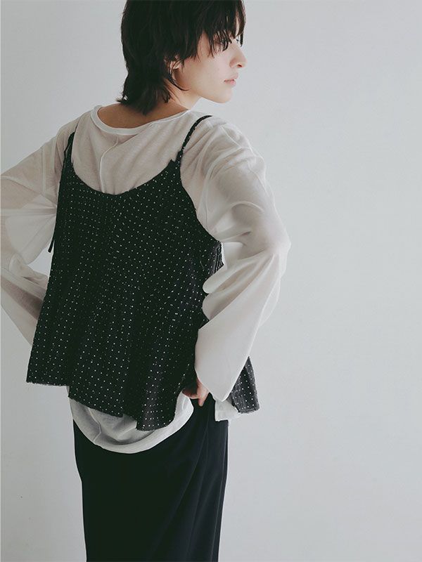 コットンドビーカシュクールキャミソール (BLACK)