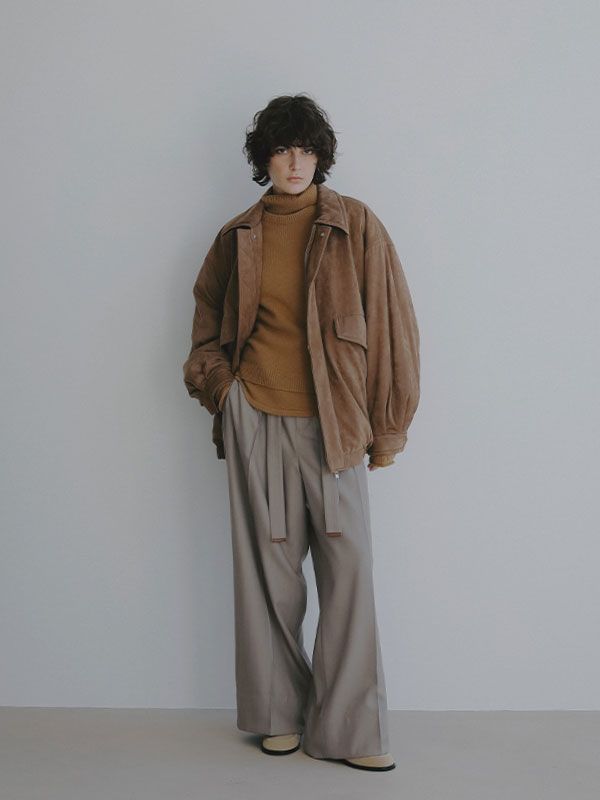 ベルテッドタックワイドパンツ (GREIGE)