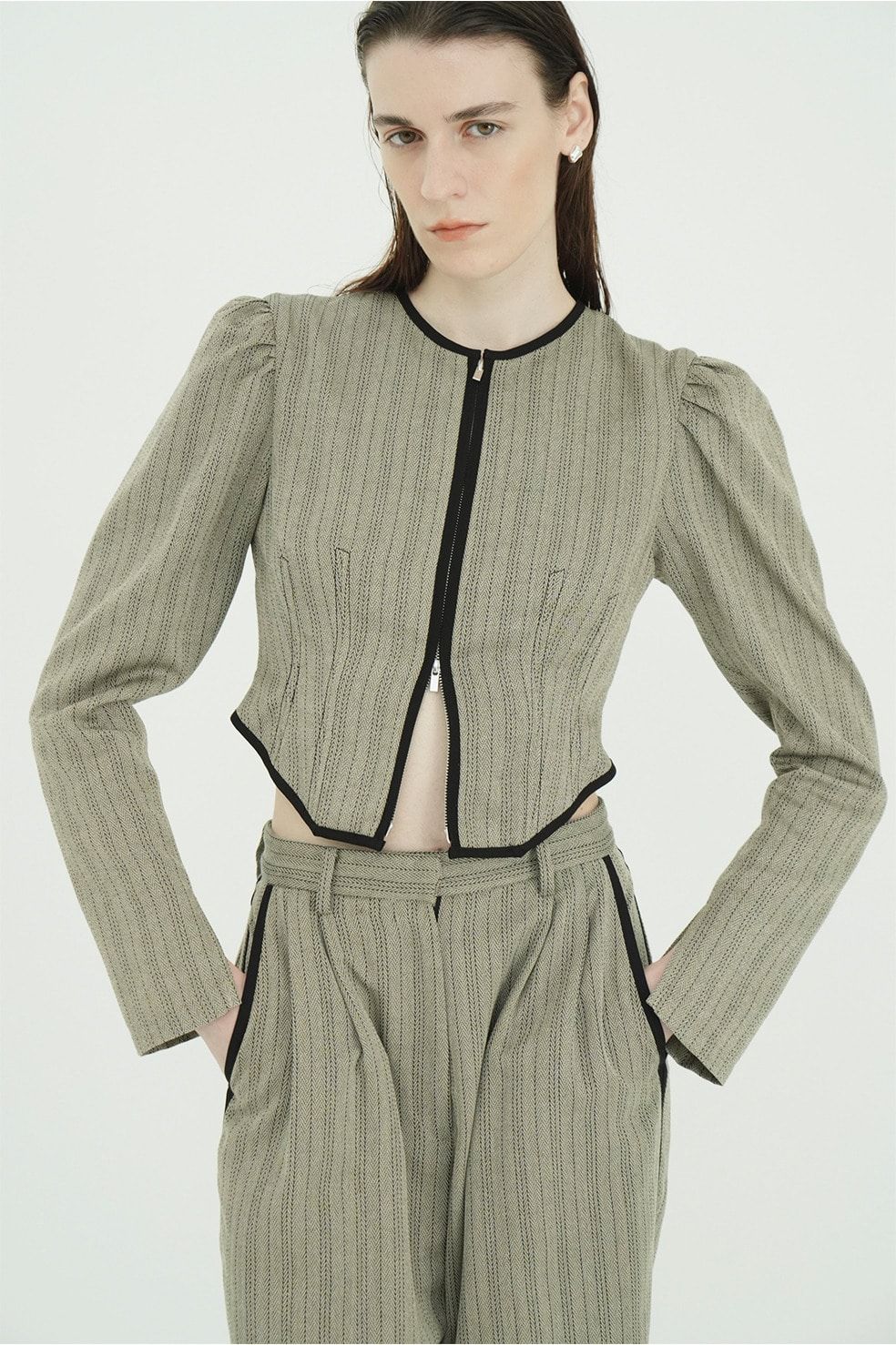 コルセットトップス -  HERRINGBONE CORSET DETAIL TOPS (MIX)