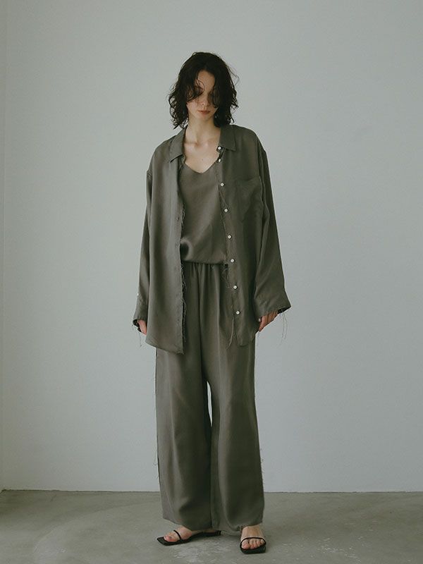 カフスカットオフキュプラシャツ - GREY