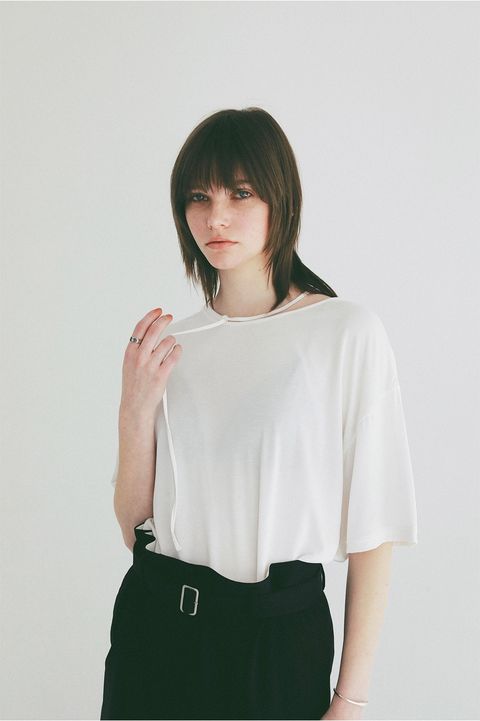 コードカットソー - DROOP THIN CODE SOFT TOPS (WHITE)