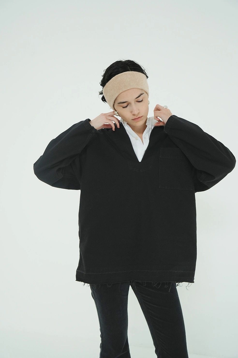 ライトオンス デニムシャツ - DENIM OVER SKIPPER SHIRTS (BLACK)