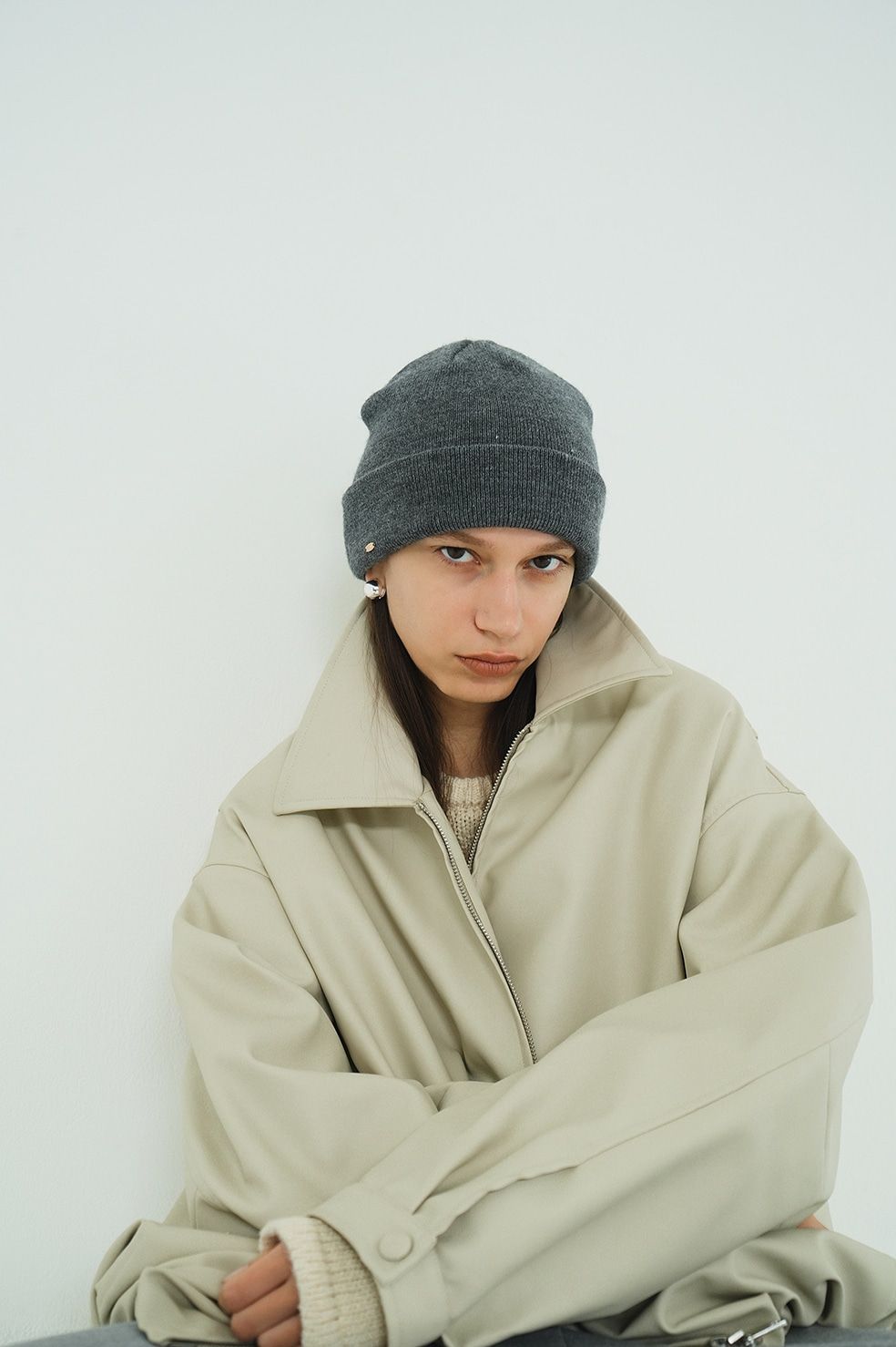 フェイクレザーバルーンジャケット - FAKE LEATHER BALLOON JACKET IVORY