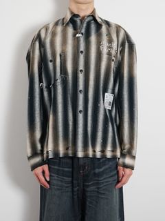 ヴィンテージライク ストライプシャツ - Vintage Like Stripe Shirt - BLACK