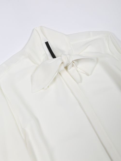 ドレープファイユリボンシャツ - Ribbon Shirt - OFF WHITE