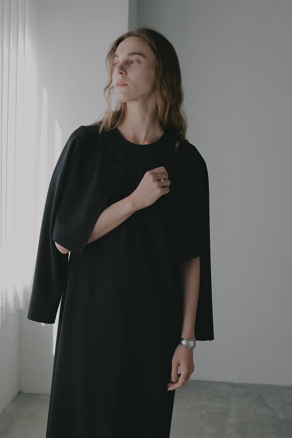 ショートブラウス+ワンピース｜SHORT BLOUSE SET ONE PIECE（BLACK)