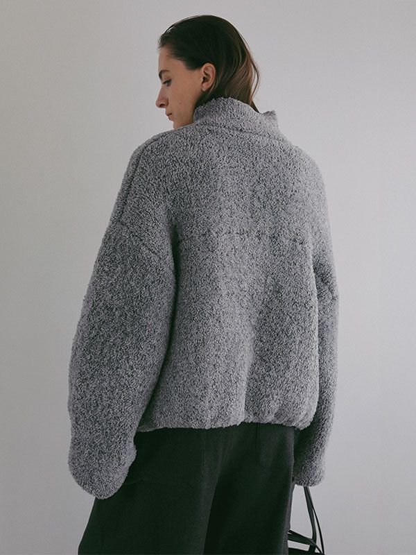 ボンディングニットフリースブルゾン （GREY)