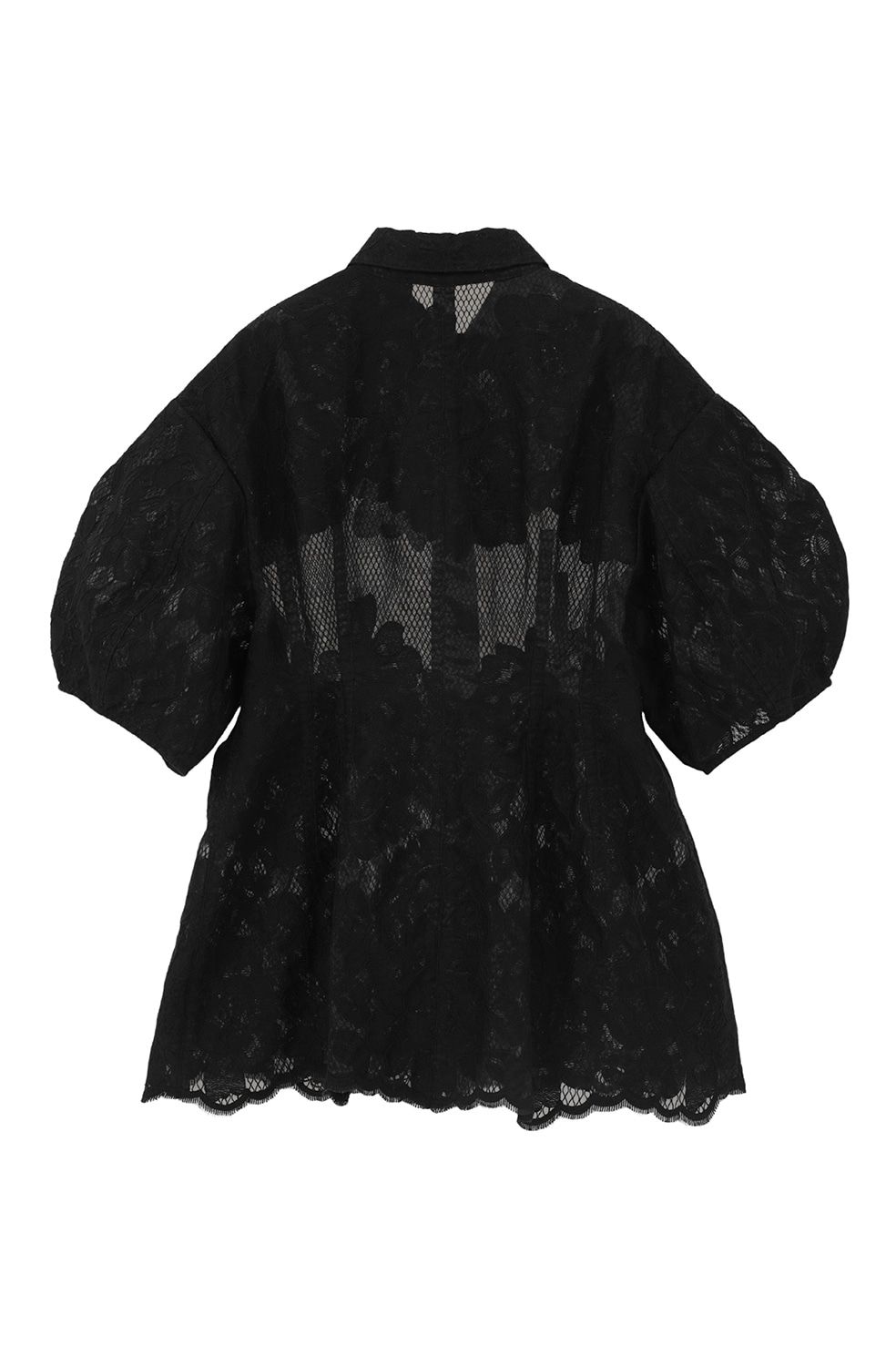フラワーレーストップス -  FLOWER LACE WAIST SHAPE TOPS (BLACK)