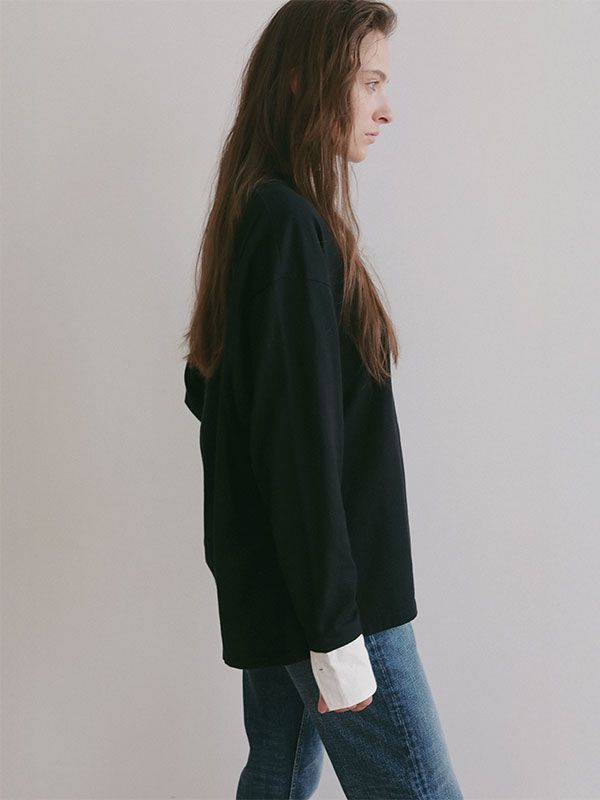 スリークラインカフスロンTee / カットソー (BLACK)