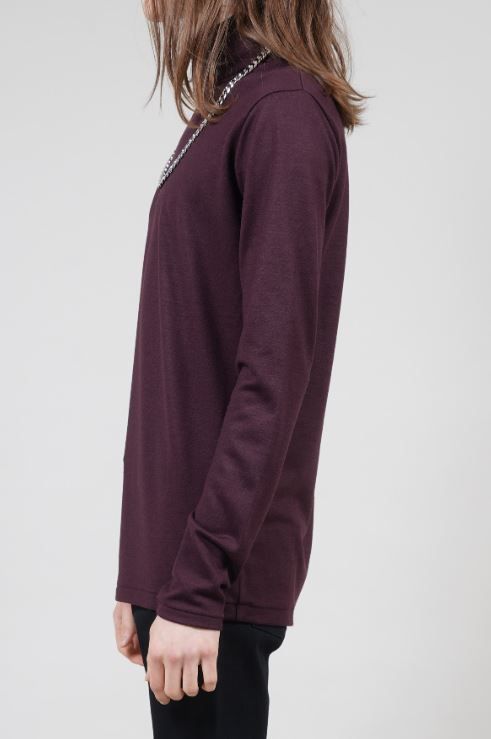 ウォッシャブルウールタートルネックプルオーバー - BORDEAUX