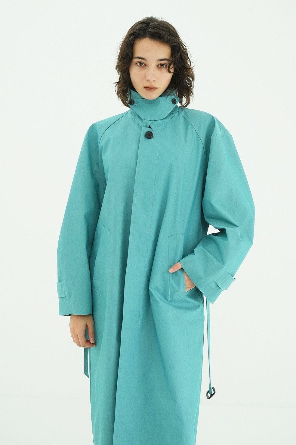 ステンカラーコート	- BULKY LINE STAIN COAT (BLUE)